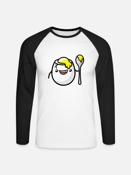 frühstücksei beim frisieren - Unisex Baseballshirt langarm - Weiß/Schwarz
