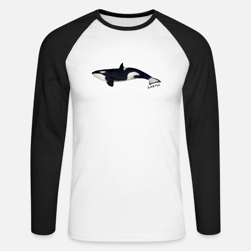Orca 2 - Unisex Baseballshirt langarm - Weiß/Schwarz