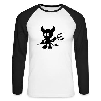 vl017_teufel - T-shirt baseball manches longues Homme - blanc/noir - Devant - Nik (191cm)