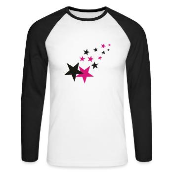 Star, stars - Unisex Long Sleeve Baseball T-Shirt - white/black - Front - Nik (191cm)