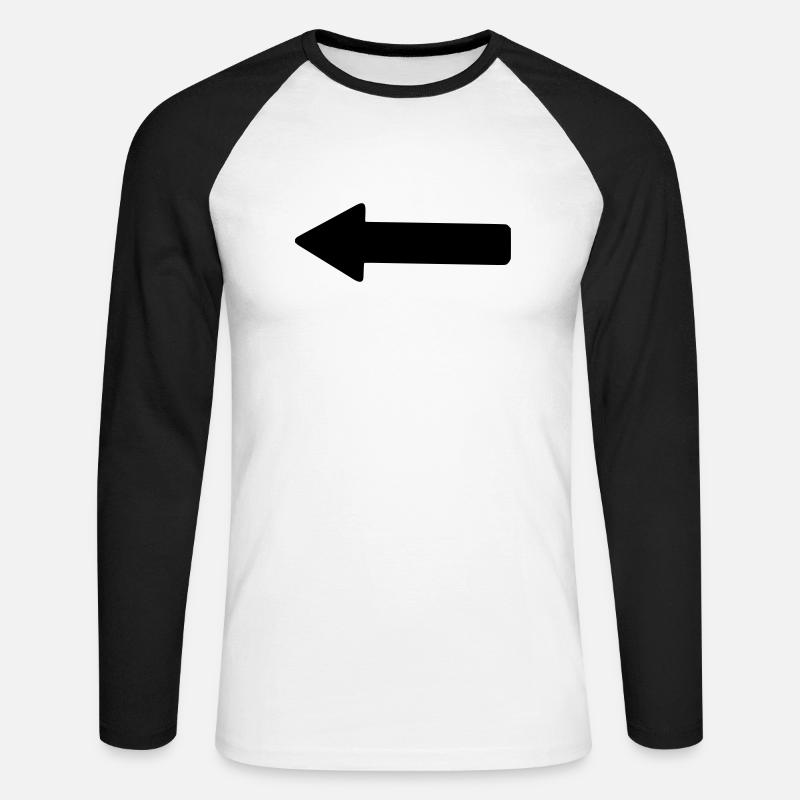 Pfeil (links) - Unisex Baseballshirt langarm - Weiß/Schwarz