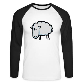 Schaf - Unisex Baseballshirt langarm - Weiß/Schwarz - Vorne - Nik (191cm)