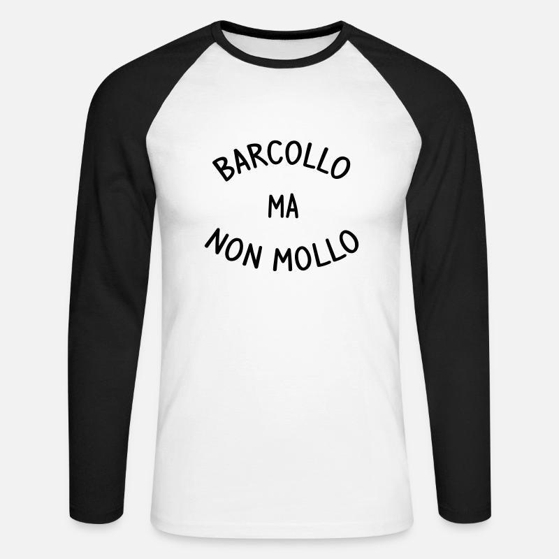 barcollo ma non mollo - Maglia da baseball a manica lunga da uomo - bianco/nero