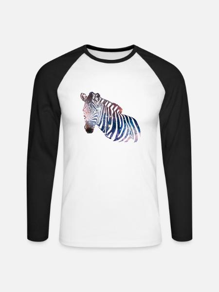 Zebra Galaxy - Unisex Baseballshirt langarm - Weiß/Schwarz