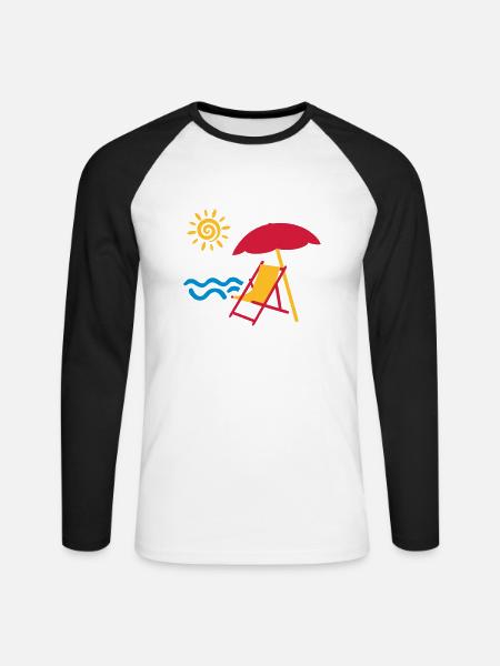 Sommer - Unisex Baseballshirt langarm - Weiß/Schwarz