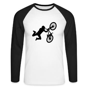 Mountainbiker - Unisex Baseballshirt langarm - Weiß/Schwarz - Vorne - Nik (191cm)