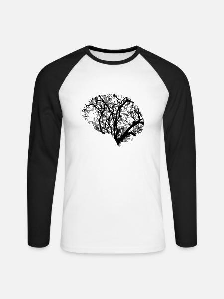 Gehirn Illustration - Unisex Baseballshirt langarm - Weiß/Schwarz