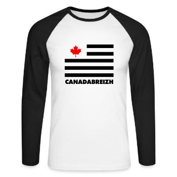 canadabreizh - T-shirt baseball manches longues Homme - blanc/noir - Devant - Nik (191cm)