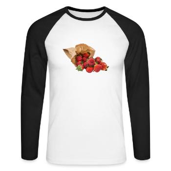 strawberry erdbeeren veggie gemuese fruits60 - Unisex Baseballshirt langarm - Weiß/Schwarz - Vorne - Nik (191cm)