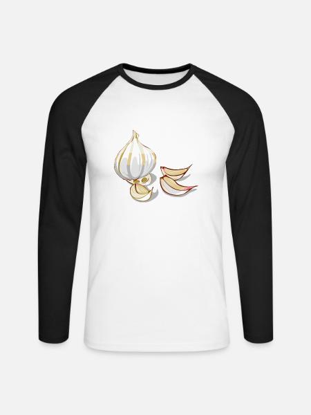 knoblauch garlic veggie gemuese vegetables5 - Unisex Baseballshirt langarm - Weiß/Schwarz