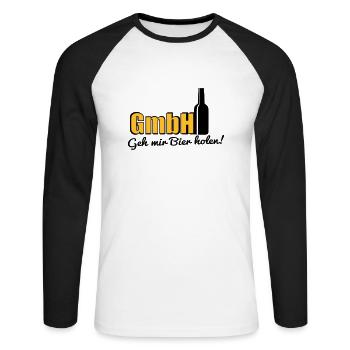 geh mir bier holen, handwerker, lustig, handwerker - Unisex Baseballshirt langarm - Weiß/Schwarz - Vorne - Nik (191cm)