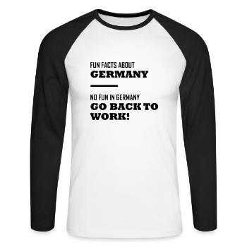 Fun Facts about Germany - No Fun in Germany - Unisex Long Sleeve Baseball T-Shirt - white/black - Front - Nik (191cm)