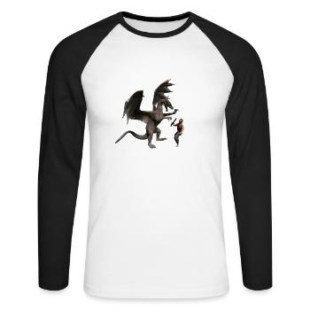 Dragon - Unisex Long Sleeve Baseball T-Shirt - white/black - Front - Nik (191cm)