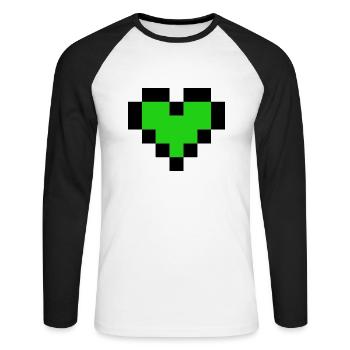 Coeur vert - T-shirt baseball manches longues Homme - blanc/noir - Devant - Nik (191cm)
