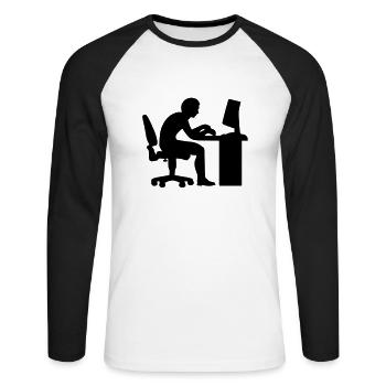 Büro Computer - Unisex Baseballshirt langarm - Weiß/Schwarz - Vorne - Nik (191cm)