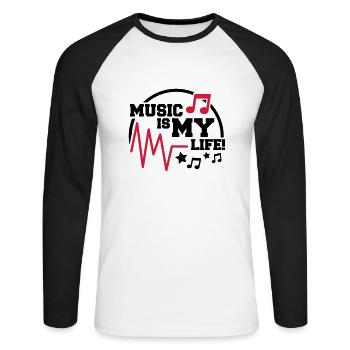 music_is_my_life_design_fa2 - T-shirt baseball manches longues Homme - blanc/noir - Devant - Nik (191cm)