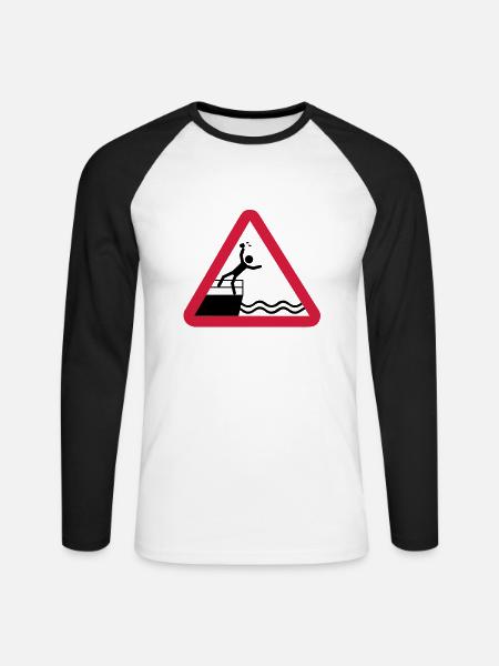 Bitte kein Bier Verschütten! - Unisex Baseballshirt langarm - Weiß/Schwarz