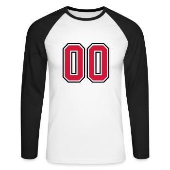 00 sports jersey football number - Unisex Baseballshirt langarm - Weiß/Schwarz - Vorne - Nik (191cm)