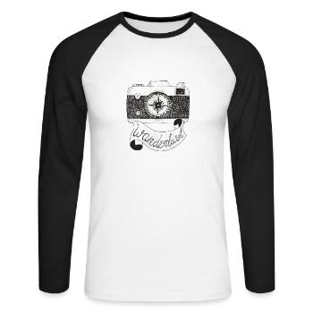 Kompass camera utstrengstrang In photographer gift - Unisex Long Sleeve Baseball T-Shirt - white/black - Front - Nik (191cm)