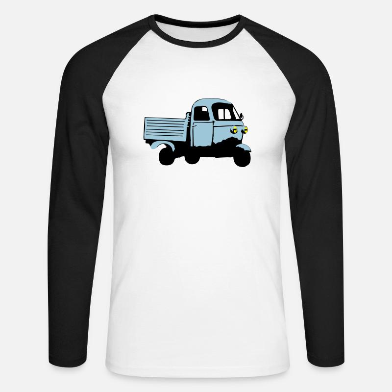 Dreirad Custom Color - Unisex Baseballshirt langarm - Weiß/Schwarz