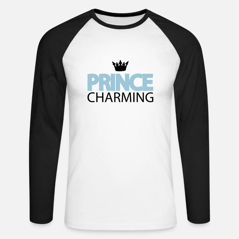 prince_charming prinz charmant krone - Unisex Baseballshirt langarm - Weiß/Schwarz