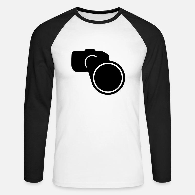 Kamera // Digitalkamera // Spiegelreflex // DSLR - Unisex Baseballshirt langarm - Weiß/Schwarz