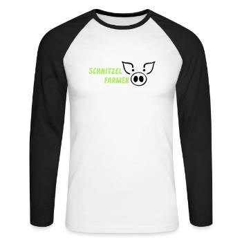 Landwirtschaft Schnitzel Farmer Bauer - Unisex Baseballshirt langarm - Weiß/Schwarz - Vorne - Nik (191cm)