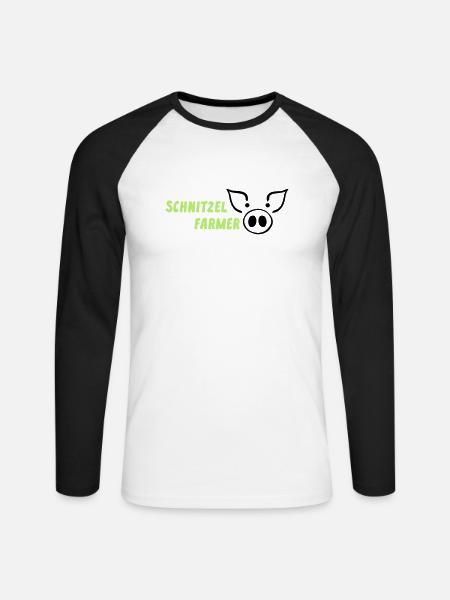 Landwirtschaft Schnitzel Farmer Bauer - Unisex Baseballshirt langarm - Weiß/Schwarz