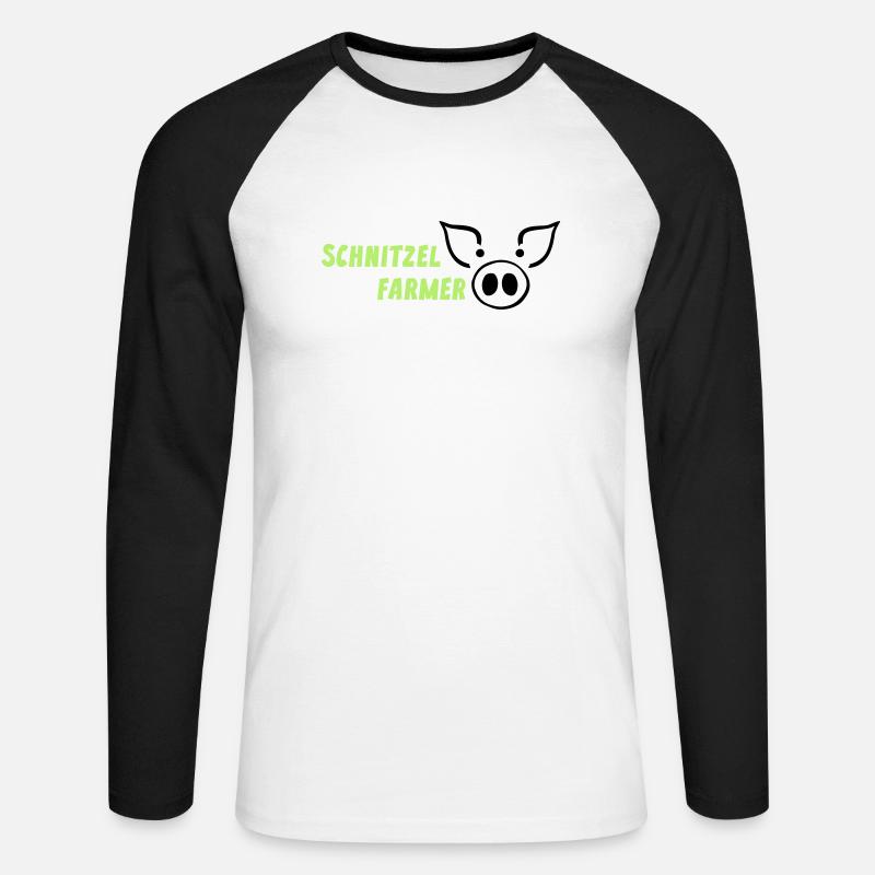 Landwirtschaft Schnitzel Farmer Bauer - Unisex Baseballshirt langarm - Weiß/Schwarz