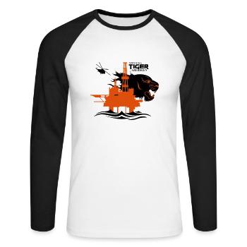 North Sea Tiger Oil Rig Platform Aberdeen - Unisex Long Sleeve Baseball T-Shirt - white/black - Front - Nik (191cm)