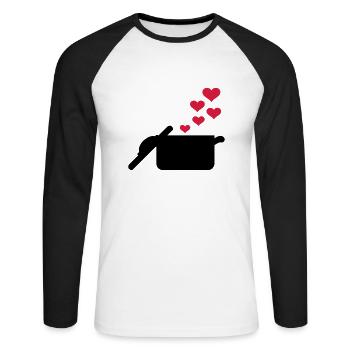 Cooking pot - Unisex Long Sleeve Baseball T-Shirt - white/black - Front - Nik (191cm)
