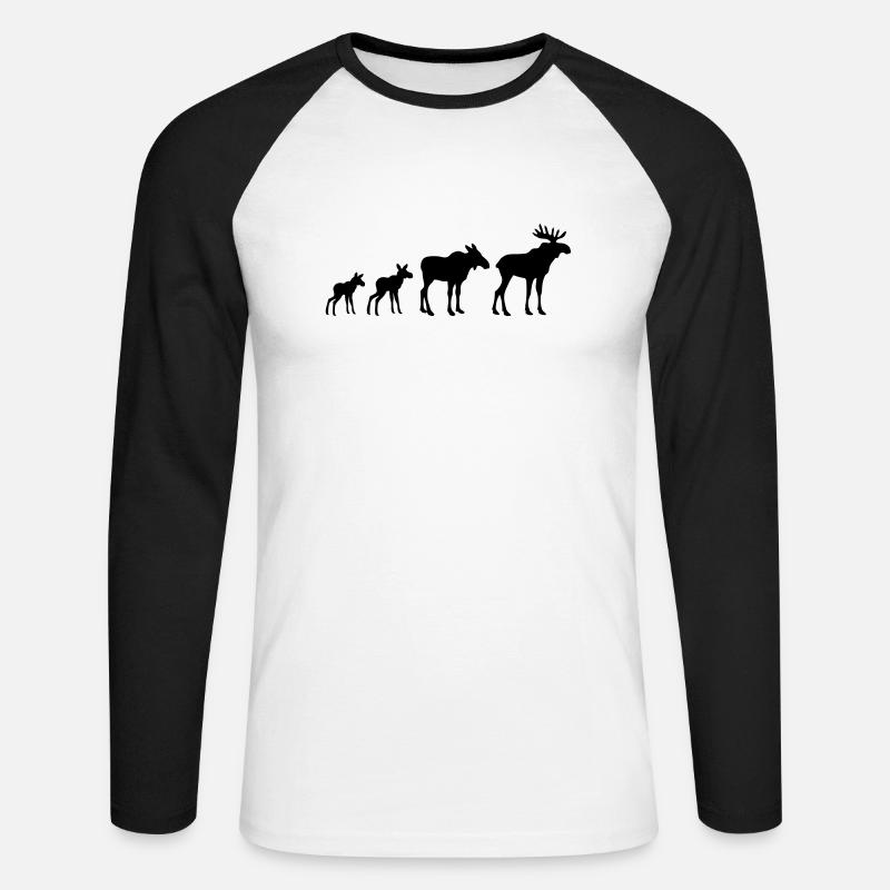 Elk Evolution - Unisex Long Sleeve Baseball T-Shirt - white/black