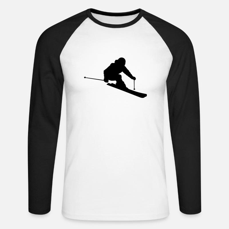 Skier 2 (Vector) - Unisex Baseballshirt langarm - Weiß/Schwarz