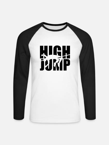 Hochsprung - Unisex Baseballshirt langarm - Weiß/Schwarz