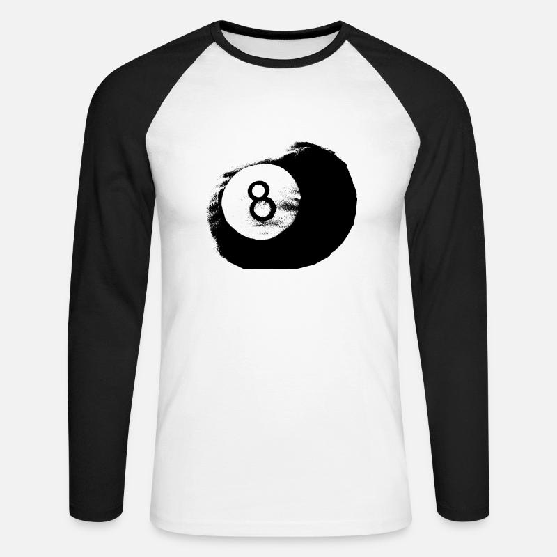 Billardkugel - Unisex Baseballshirt langarm - Weiß/Schwarz