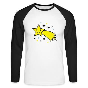 sternschnuppe_03 - Unisex Baseballshirt langarm - Weiß/Schwarz - Vorne - Nik (191cm)