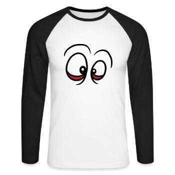 yeux yeux regardent le visage enroulé yeux - T-shirt baseball manches longues Homme - blanc/noir - Devant - Nik (191cm)
