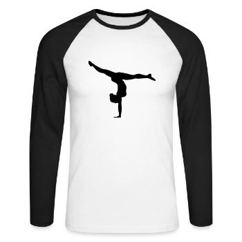 Turnerin, Turnen - Unisex Baseballshirt langarm - Weiß/Schwarz - Vorne - Nik (191cm)