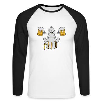 ivre, octoberfest, boire, alcool, verre, cruche, s - T-shirt baseball manches longues Homme - blanc/noir - Devant - Nik (191cm)