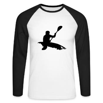 Whitewater kayaking - Unisex Long Sleeve Baseball T-Shirt - white/black - Front - Nik (191cm)