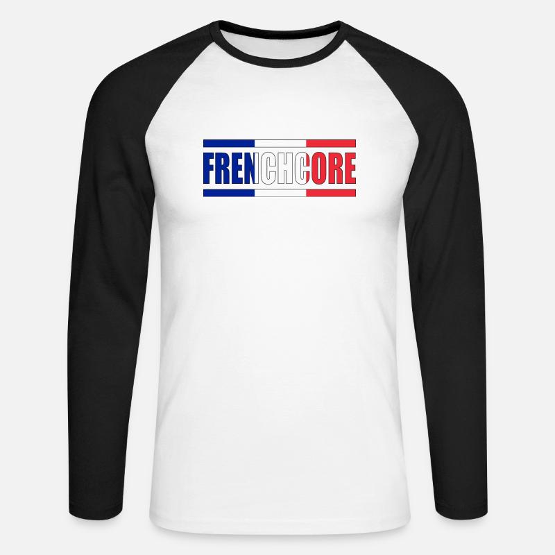 Frenchcore - Unisex Baseballshirt langarm - Weiß/Schwarz