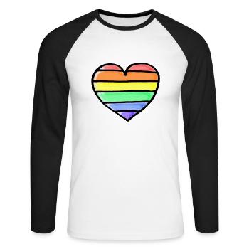 Fierté LGBT - T-shirt baseball manches longues Homme - blanc/noir - Devant - Nik (191cm)