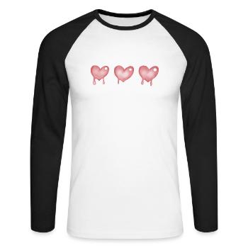 Herzen Herz - Unisex Baseballshirt langarm - Weiß/Schwarz - Vorne - Nik (191cm)
