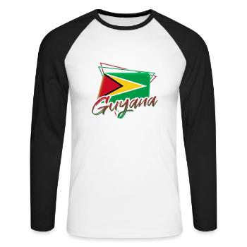 Guyana - T-shirt baseball manches longues Homme - blanc/noir - Devant - Nik (191cm)