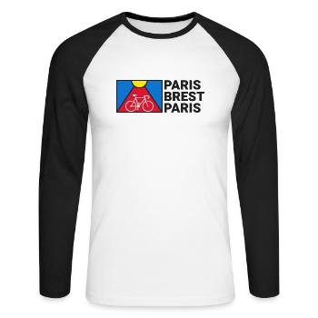 Paris Brest Paris - Vélo cyclisme course cycliste - T-shirt baseball manches longues Homme - blanc/noir - Devant - Nik (191cm)