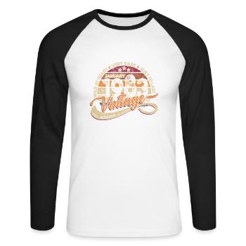 Vintage Retro Geburtstag Januar 1983 - Unisex Baseballshirt langarm - Weiß/Schwarz - Vorne - Nik (191cm)
