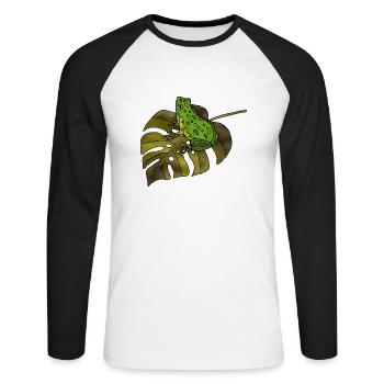 Frosch - Unisex Baseballshirt langarm - Weiß/Schwarz - Vorne - Nik (191cm)