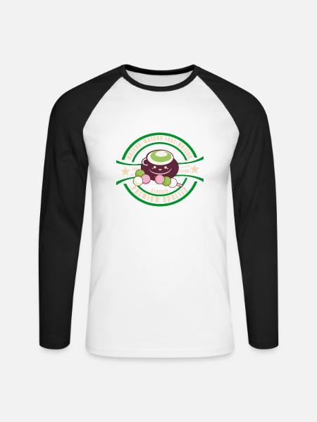 Japan - Matcha - Unisex Baseballshirt langarm - Weiß/Schwarz