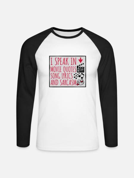 speak lyrics and sarcasm - Unisex Long Sleeve Baseball T-Shirt - white/black