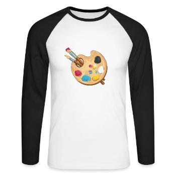 Excuse Me I Arted 5 - Unisex Baseballshirt langarm - Weiß/Schwarz - Vorne - Nik (191cm)